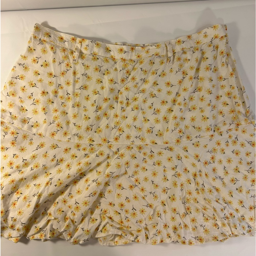 SO, Mini Skirt, White with Yellow flowers